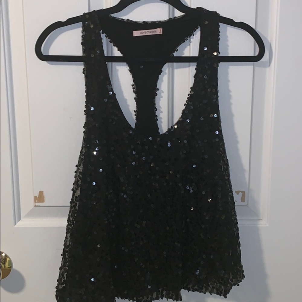 Black sequin tank top